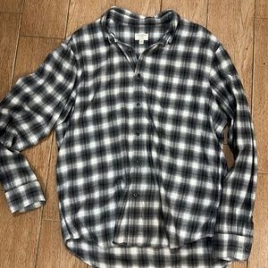 Club Monaco Black and White Long Sleeve Button Down, Size XL